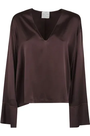 FORTE FORTE Bluzki, Kobieta, Czerwony, S, Czerwona Jedwabna Koszula Topwear