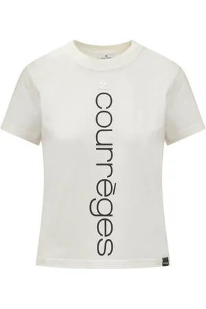 Courrèges Koszulki, Kobieta, Biały, L, Klasyczny Bawełniany T-shirt dla Kobiet