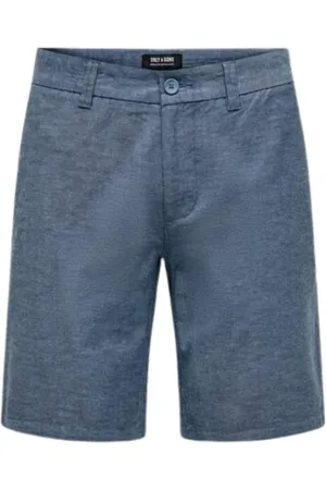 Only & Sons Szorty, Mężczyzna, Niebieski, S, Bawełniano-lniane Szorty Bermuda