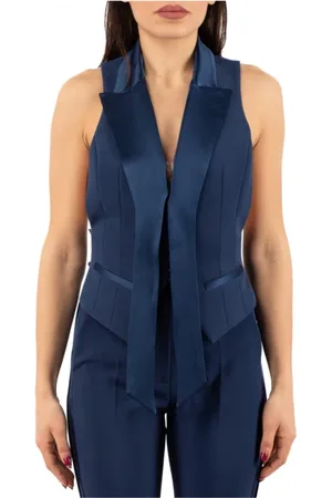 Elisabetta Franchi Kurtki, Kobieta, Niebieski, XS, Elegancki Bezrękawnik