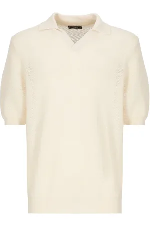 PESERICO SIGN Swetry, Mężczyzna, Beżowy, M, Ivory Polo z Lnu i Bawełny