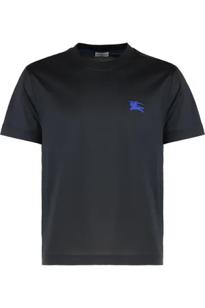 Burberry Koszulki, Mężczyzna, Czarny, L, Ryflowany T-shirt z bawełny z okrągłym dekoltem