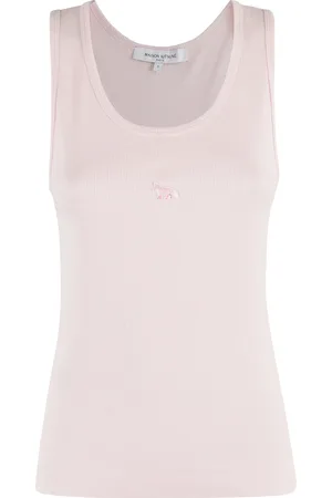 Maison Kitsuné Koszulki, Kobieta, Różowy, S, Różowy Dresowy Tank Top Baby Fox