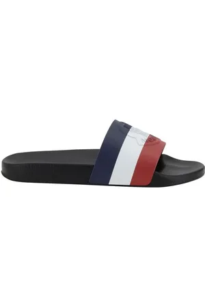 Moncler Buty, Mężczyzna, Czarny, 44 EU, Klapki z logo i ozdobnym paskiem
