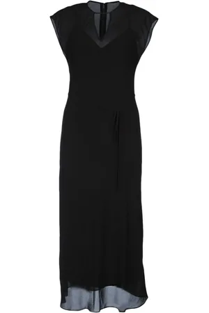 Calvin Klein Sukienki, Kobieta, Czarny, S, Prześwitująca Sukienka Midi z Georgette
