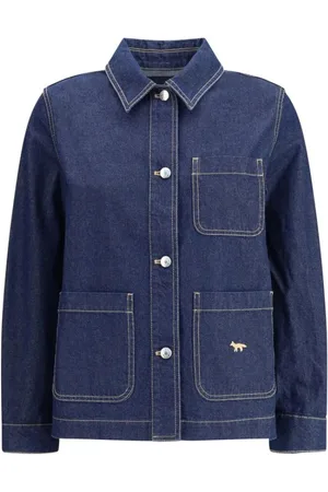 Maison Kitsuné Kurtki, Kobieta, Niebieski, S, Denim, Kurtka robocza z denimu