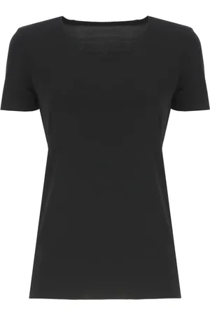 Wolford Koszulki, Kobieta, Czarny, L, Czarny Top Modalowy Okrągły Dekolt Krótkie Rękawy
