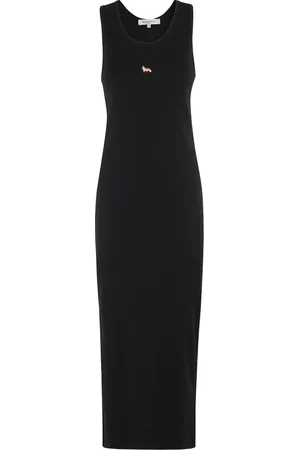 Maison Kitsuné Sukienki, Kobieta, Czarny, XS, Czarna Dresowa Sukienka z Dekoltem