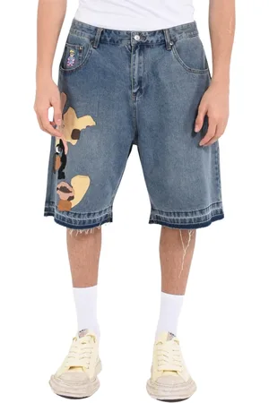 KIDSUPER STUDIOS Szorty, Mężczyzna, Niebieski, 2XL, Denim, Szorty Bermuda z Denimu i Naszywką