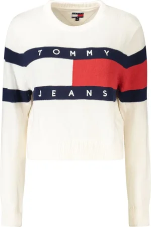 Tommy Hilfiger Swetry, Kobieta, Biały, XL, Biała Bawełniana Damski Sweter