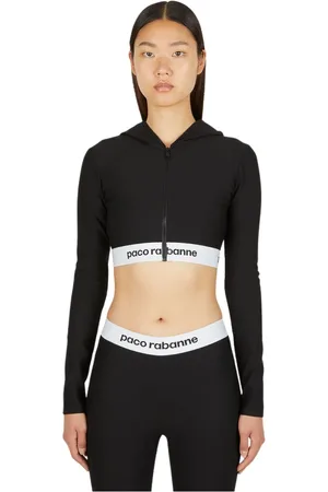 Paco rabanne Bluzy, Kobieta, Czarny, S, Przycięty bluza z kapturem