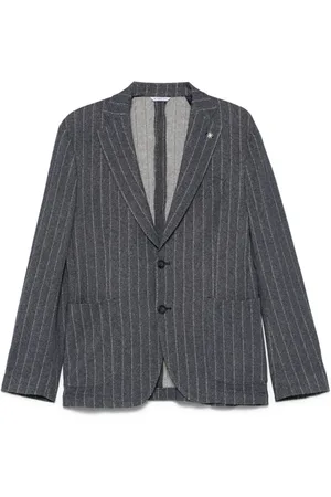 Manuel Ritz Kurtki, Mężczyzna, Niebieski, L, Indigo Buttoned Jacket z tylnymi otworami wentylacyjnymi