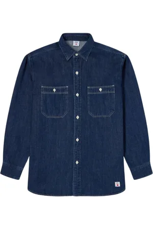 Edwin Koszule, Mężczyzna, Niebieski, S, Denim, Dżinsowa Koszula Robocza z Długim Rękawem
