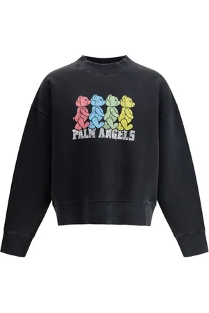 Palm Angels Bluzy, Mężczyzna, Czarny, L, Vintage Bear Print Sweatshirt