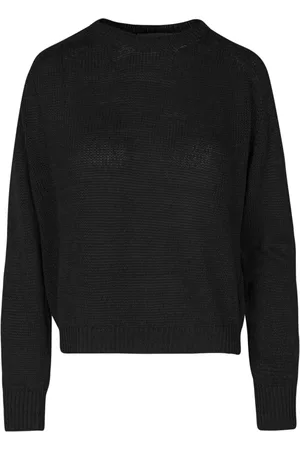 Daniele Fiesoli Swetry, Kobieta, Czarny, XS, Zamsz, Sweter z lnu z długim rękawem raglan