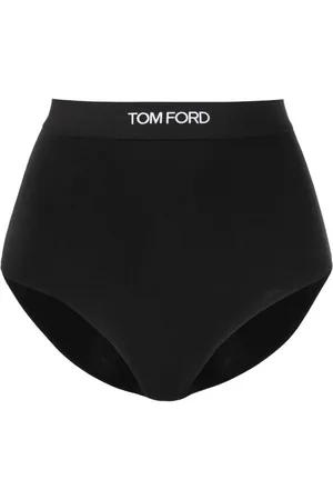Tom Ford Bielizna, Kobieta, Czarny, S, Majtki Figi High-Waisted z Logo