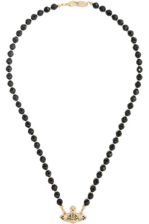 Vivienne Westwood Akcesoria, Mężczyzna, Czarny, ONE SIZE, Złoto Czarny Agat Choker Naszyjnik