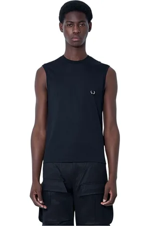 MUGLER Koszulki, Mężczyzna, Czarny, S, Top z dekoltem Crewneck i ozdobami