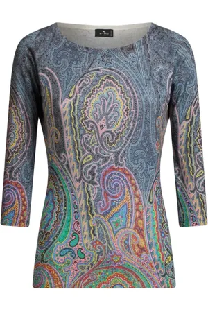 Etro Koszulki, Kobieta, Wielobarwność, XL, Sweter z Paisley Print
