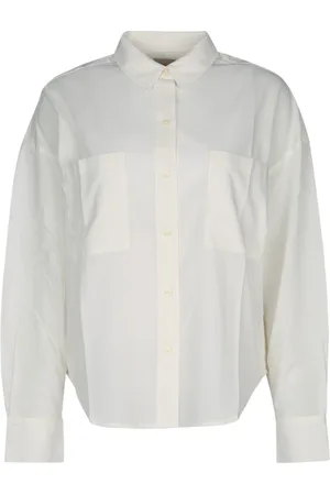 Calvin Klein Bluzki, Kobieta, Biały, XS, Bawełniana Koszula z Długim Rękawem Voile