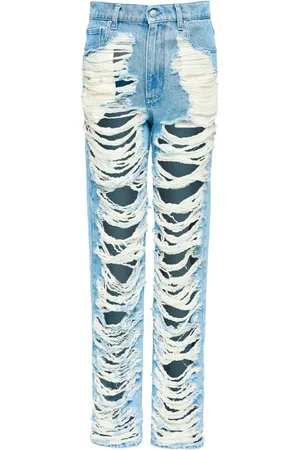 Maison Margiela Jeansy, Kobieta, Niebieski, W25, Denim, Jasnoniebieskie Jeansyy z Motywem Sygnatury