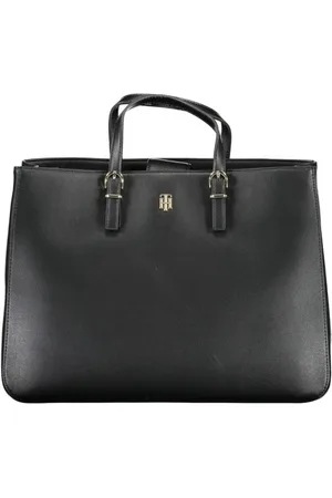 Tommy Hilfiger Torebki, Kobieta, Czarny, ONE SIZE, Len, Czarna Konwertowalna Damska Torba