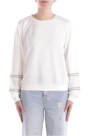 Liu Jo Swetry, Kobieta, Biały, 2XL, Bawełna, Sportowy Sweter z Logo na Plecach