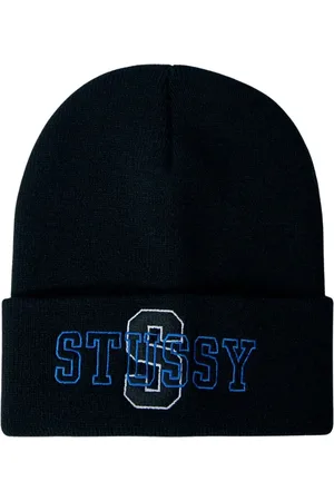 STUSSY Akcesoria, Mężczyzna, Czarny, ONE SIZE, Logo Beanie Hat Plain Knit