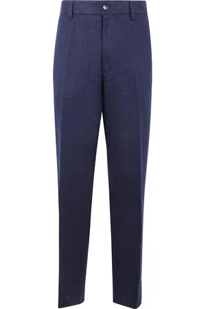 Michael Kors Spodnie, Mężczyzna, Niebieski, W34 L32, Proste lniane spodnie chino
