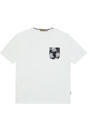 GIANNI LUPO Koszulki, Mężczyzna, Biały, S, Męski Tropikalny T-shirt z kieszenią