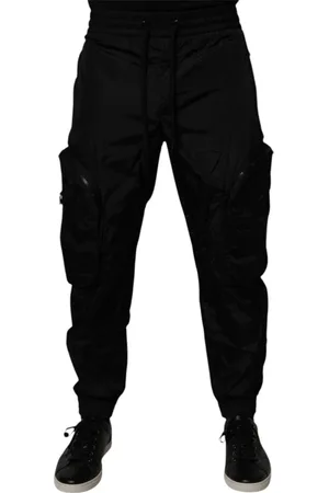 Dolce & Gabbana Spodnie, Mężczyzna, Czarny, M, Nylon, Czarne Nylonowe Spodnie Jogger Cargo
