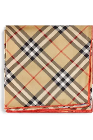 Burberry Akcesoria, Kobieta, Beżowy, ONE SIZE, Jedwabny Kwadratowy Szal z Kontrastującymi Krawędziami