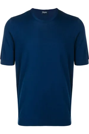 DRUMOHR Koszulki, Mężczyzna, Niebieski, 3XL, Casual T-shirt z Okrągłym Dekoltem