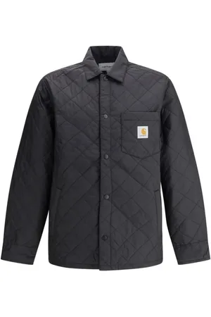 Carhartt Kurtki, Mężczyzna, Czarny, S, Pikowana kurtka robocza z zapięciem na guziki