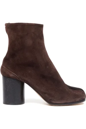 Maison Margiela Buty, Kobieta, brązowy, 40 EU, Zamsz, Brązowe Zamszowe Botki z Palcem Tabi