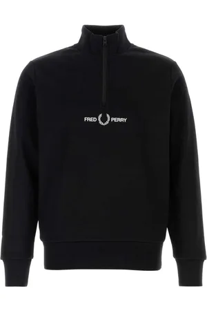Fred Perry Bluzy, Mężczyzna, Czarny, S, Czarny Sweter z Poliestru