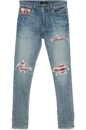 AMIRI Jeansy, Mężczyzna, Niebieski, W30, Jasnoniebieskie Ripped Jeansyy z guzikami