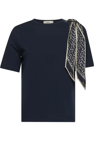 HERNO Koszulki, Kobieta, Niebieski, XL, Niebieski T-shirt z Szalikiem