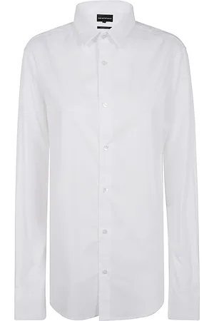 Emporio Armani Koszule, Mężczyzna, Biały, L, Casual Bawełniany Shirt dla Mężczyzn