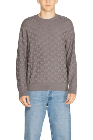 Armani Exchange Koszulki, Mężczyzna, Szary, S, Szara Wiskoza Sweter T-shirt