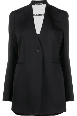 Jil Sander Kurtki, Kobieta, Czarny, M, Wełna, Kompaktowa wełniana marynarka