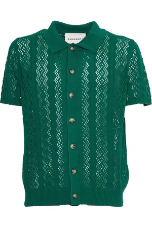 AMARANTO Swetry, Mężczyzna, Zielony, M, Klasyczny Polo Shirt z Maroon Detal