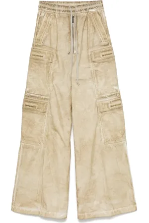 Rick Owens Spodnie, Mężczyzna, Beżowy, XS, Spodnie Cargo Jumbo Pergamin