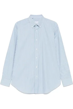 BRIONI Koszule, Mężczyzna, Niebieski, 4XL, Biała Koszula z Guzikami Kołnierz Amerykański