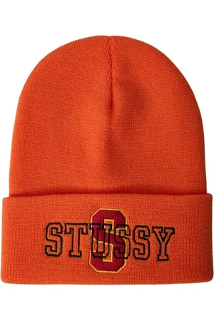 STUSSY Akcesoria, Mężczyzna, Pomarańczowy, ONE SIZE, Zimowa Czapka z Logo
