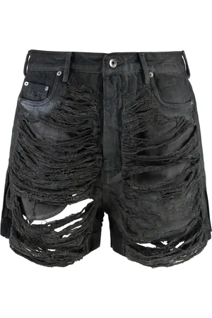Rick Owens Szorty, Mężczyzna, Szary, W34, Bawełna, Zniszczone Bawełniane Szorty Bermuda