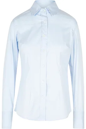 Mauro Grifoni Bluzki, Kobieta, Niebieski, M, Zamsz, Koszula Slim Fit z Popeliny