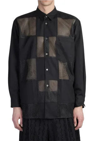 Comme des Garçons Koszule, Mężczyzna, Czarny, S, Kraciasta Koszula z Siateczki