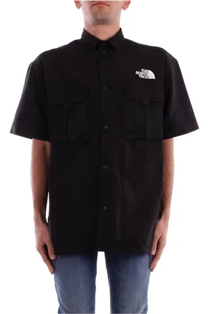 The North Face Koszule, Mężczyzna, Czarny, M, Nylon, Czarna Koszula z Logo i Guzikami