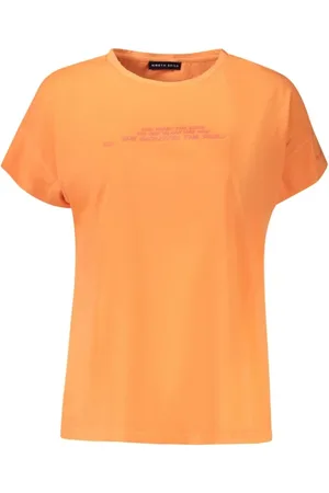 North Sails Koszulki, Kobieta, Żółty, XL, Pomarańczowy T-shirt z Wytłoczonym Logo